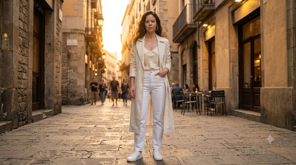Ivory Linen Trench & Cream Cami